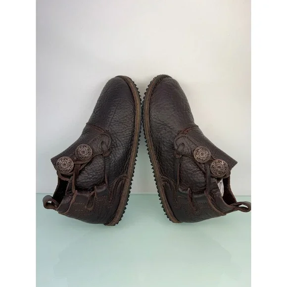 Nativearth Two Button Leather Boots Brown Handmade Viking Anglo Saxon Size 6 - Picture 3 of 8
